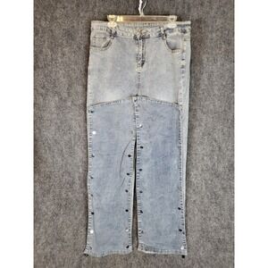 Jeans Light Wash Denim with Snap Button Detail, High Waist, Wide Leg Westernwear